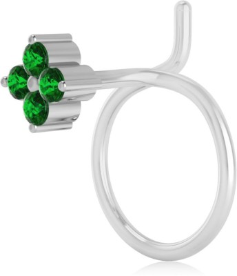 Iski Uski Store Emerald Platinum Plated Sterling Silver Nose Ring