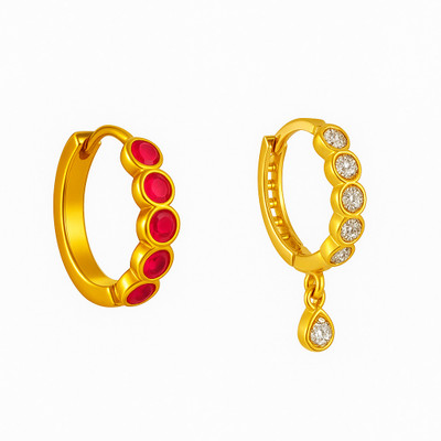 Jat Jewellers Cubic Zirconia Gold-plated Plated Brass Nose Ring Set(Pack of 2)