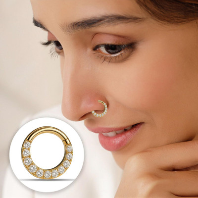 THANU'S CRAFT Crystal Gold-plated Plated Metal Nose Stud