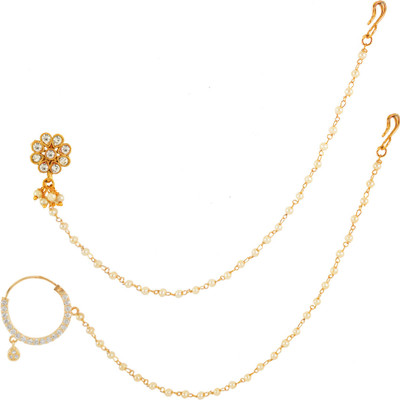 RANIT CREATION Diamond Rhodium Plated Alloy Nose Ring Set(Pack of 2)