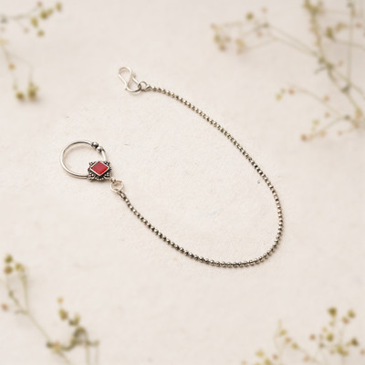 Sanseeta Zircon Silver Plated Brass Nose Ring