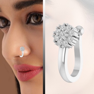 THANU'S CRAFT Crystal Silver Plated Metal Nose Ring