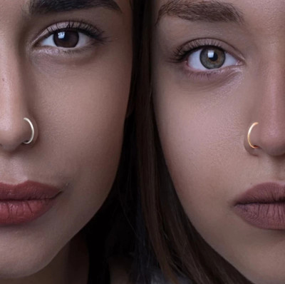 RENU CREATION Gold-plated Plated Alloy, Brass, Metal Nose Ring(Pack of 2)