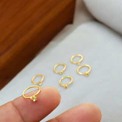 MA FASHION Cubic Zirconia Gold-plated Plated Brass Nose Ring Set(Pack of 6)