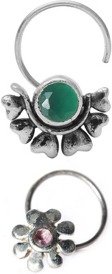 jsag Sterling Silver Plated Sterling Silver Nose Ring(Pack of 2)