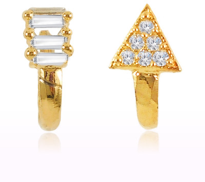 RANIT CREATION Diamond Gold-plated Plated Alloy Nose Stud Set(Pack of 2)
