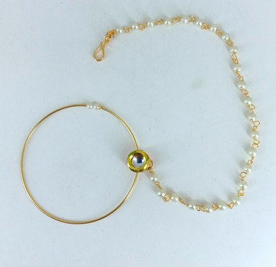 Nirmalkayaa Amber Gold-plated Plated Alloy Nose Ring