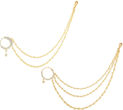 RANIT CREATION Diamond Gold-plated Plated Alloy Nose Ring(Pack of 2)