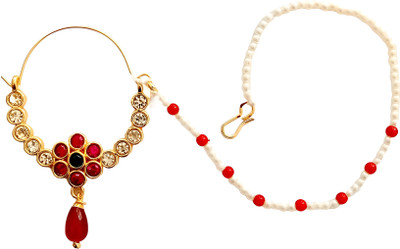 Nawab Collection Cubic Zirconia Gold-plated Plated Alloy Nathiya