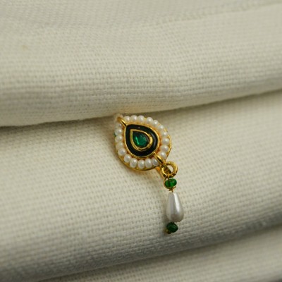 KYOOT JEWELS Emerald, Pearl Gold-plated Plated Brass, Stone Nathiya