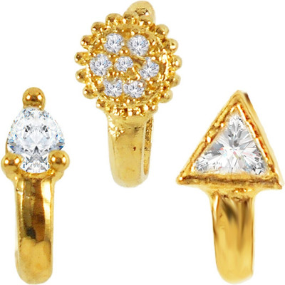 RANIT CREATION Diamond Gold-plated Plated Alloy Nose Stud Set(Pack of 3)