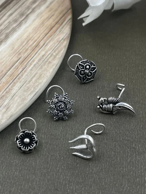 Naman Arts Brass Nose Ring Set(Pack of 5)