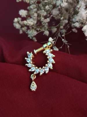 Shivaay Jewels Cubic Zirconia, Diamond Gold-plated Plated Crystal, Stainless Steel, Stone Nose Ring