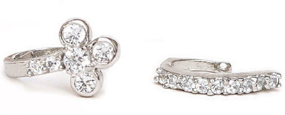 house of common Diamond Silver Plated Alloy Nose Stud(Pack of 2)