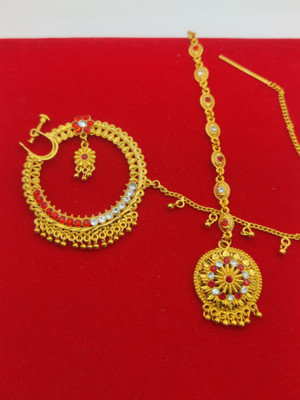 MOHINIMAA ENTERPRISES Zircon Gold-plated Plated Alloy Nose Ring Set(Pack of 2)