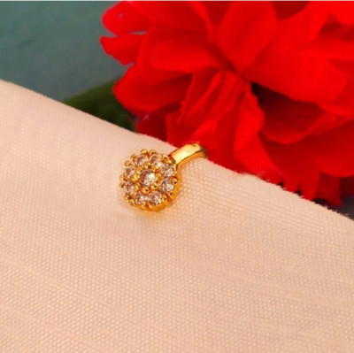vishalnosepin Cubic Zirconia Gold-plated Plated Brass Nose Ring