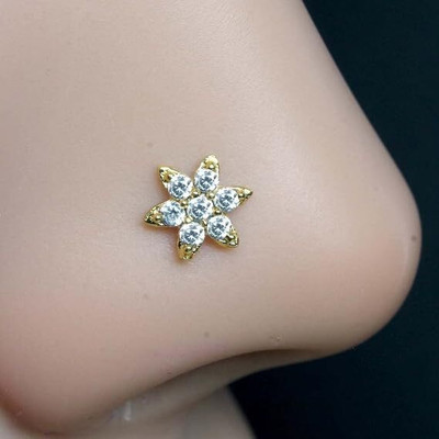 SMARNN Zircon Gold-plated Plated Metal Nose Stud