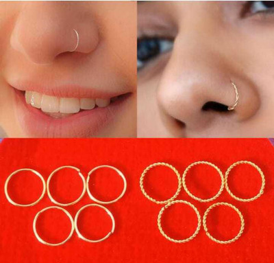 Lobya Gold-plated Plated Alloy Nose Ring(Pack of 10)