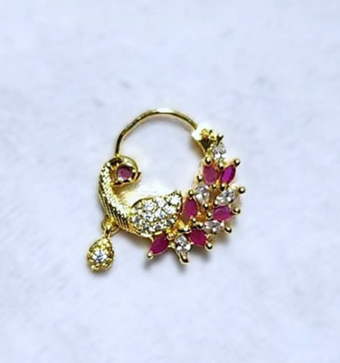 Gurukirpa Cubic Zirconia Gold-plated Plated Brass Nose Ring