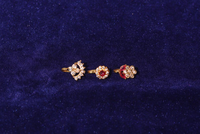 mycoh Cubic Zirconia Gold-plated Plated Brass, Metal Nose Stud(Pack of 3)