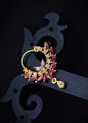 gurukripa Cubic Zirconia Gold-plated Plated Brass Nose Ring