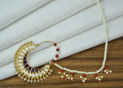 KYOOT JEWELS Ruby, Beads, Pearl Gold-plated Plated Alloy, Brass Nathiya