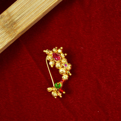 Jewelopia Cubic Zirconia, Pearl Gold-plated Plated Mother of Pearl Nose Ring