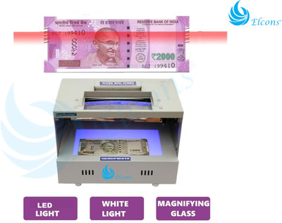 ELCONS SUPER MINI JUMBO Fake Note Detector–Compact & Reliable Currency Machine Countertop Counterfeit Currency Detector(UV, MG)
