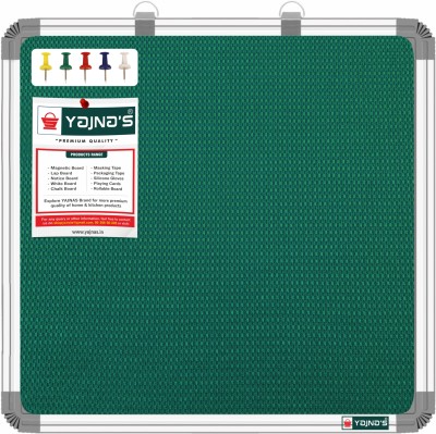 YAJNAS 59x59 CM (2x2 Ft) Premium Green Notice/Bulletin Board With 50 Pins For Office Notice Board(59 cm 59 cm)