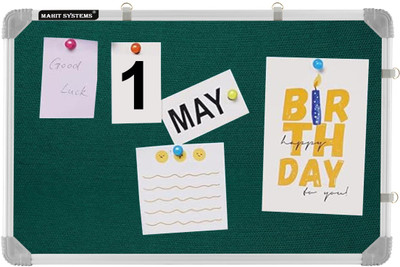Mahit Systems 1.5x2 Ft. Green Pin Up Display Board High Resilience Foam Fabric - (30 Push Pin) Notice Board(41 cm 59 cm)