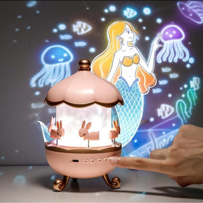 VikriDa Night Light Rabbit Projector Lamp with 6 Films, 5 Colors & 360° Rotation Night Lamp(12 cm, Brown)