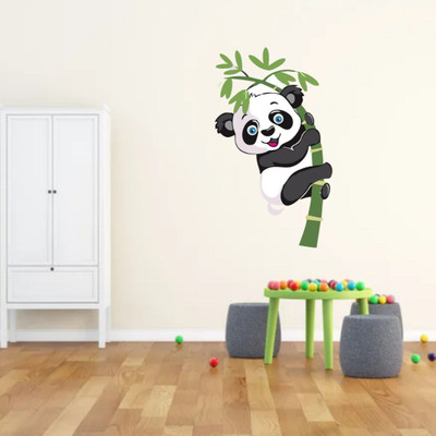 K SQUARE 45 cm 45cm*30cm Addorable Panda Wall Self Adhesive Sticker(Pack of 1)