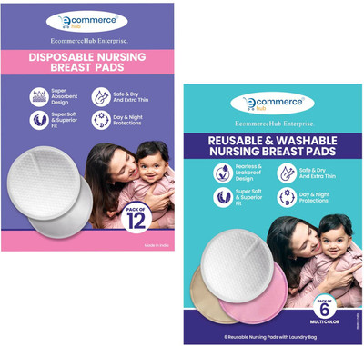 Ecommercehub Disposable & Reusable Combo Packs Nursing Breast Pad(Pack of 18)