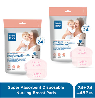 MeeMee Disposable Ultra Thin Honeycomb Nursing Maternity Breast Pads with Leak Guard Nursing Breast Pad(Pack of 48)