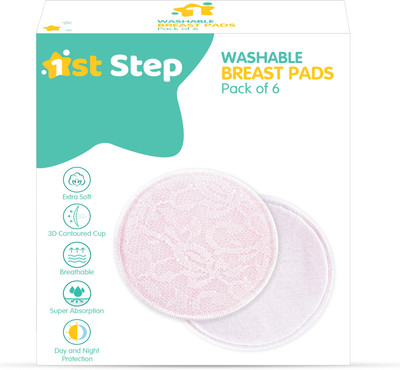1st Step Ultra Thin HoneyComb Lining, Extra Soft Super Absorbent Reusable and Washable Nursing Breast Pad(Pack of 6)