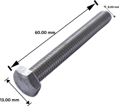 WHITESHARK Nut & Bolt Set 8mmX60mmS.SNutBoltWasher_2.5inch 10piece(STAINLESS STEEL)