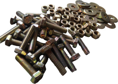 BoltWise Nut & Bolt Set GPHB-625W - Gold-plated 6x25 bolt with nut and washer(Mild Steel)