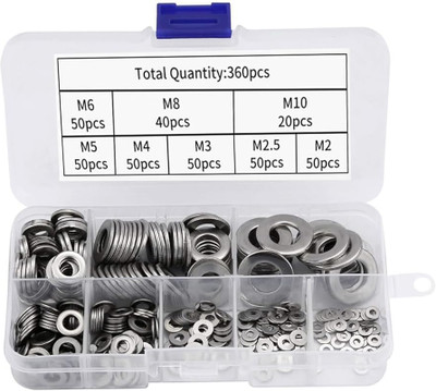 HASTHIP Nut 360Pcs Stainless Steel Fender Washer 304 Stainless Steel Flat Washers for Screws(Stainless Steel)