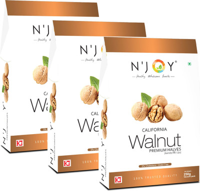 N'Joy California Premium Halves without shell(250g x 3) Walnuts(1 x 750 g)