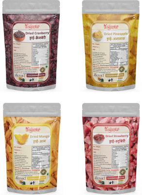 YUGANTAR Combo of Dried Cranberries, Pineapple & Mango Slices, Strawberries 100g Each Cranberries(4 x 100 g)