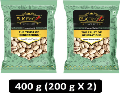 BLK FOODS Tasty Crunchy (200g X 2)400g Jumbo Pistachio Roasted & Salted (Inshell) Pistachios (400 G) For Rs. 439 @ 62 %