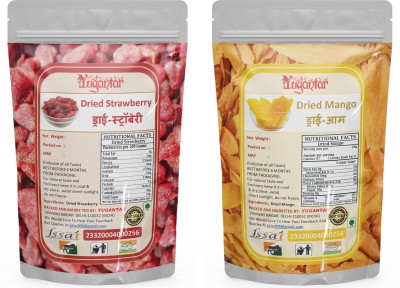 YUGANTAR Combo of Dried Strawberries & Mango Slice 300g Each (Pack of 2) Strawberries(2 x 300 g)