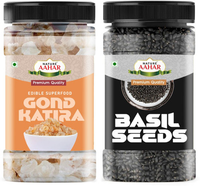 Nature Aahar Summer Heat Cooler Combo Pack gond katira basil seeds combo 250gm (125gm each) Cashews(250 g)