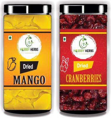 Hobby Herbs Dried Mango and Cranberries combo 200gm | Berries | For Ice cream , Shakes | Mango, Cranberries(2 x 100 g)