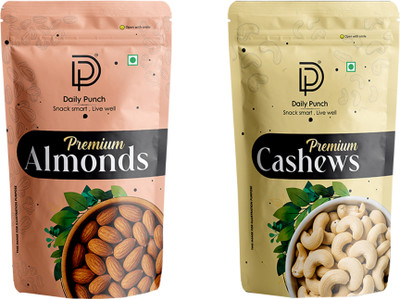 Daily Punch Dry Fruits Combo Pack Of Badam Kaju 200gm Each Almonds, Cashews(2 x 200 g)