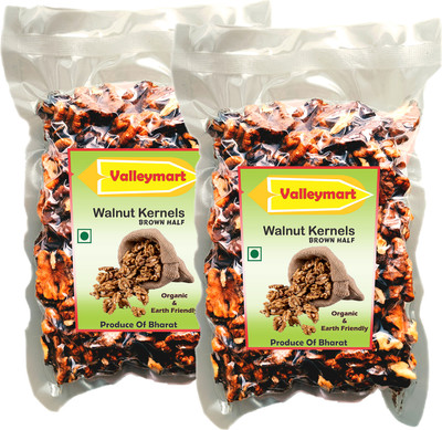 Valleymart Organic Brown Half Walnut Kernels, Quality Tree Nuts from Bharat, Fresh Walnuts(2 x 250 g)