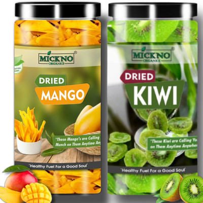mickno organics Combo Dried Mango Slice & Dried Kiwi Dehydrated Dry Fruits 200gEach Mango, Kiwi(400 g)