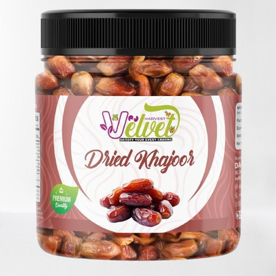 VELVET HARVEST Dried Khajur/Dates | Sourced From Saudi Arabia | Vegan & No Artificial Flavour Dates(1 x 500 g)