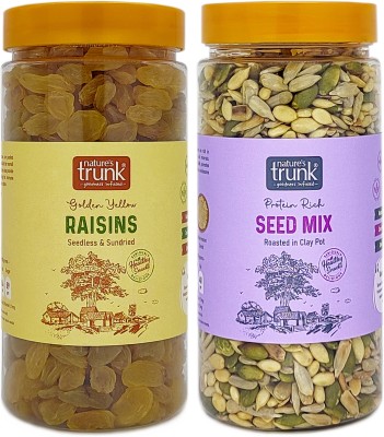 Nature's Trunk High Quality Dry Fruit Raisins & Seeds Combo - Roasted Seed Mix, Yellow Raisins(2 x 250 g)