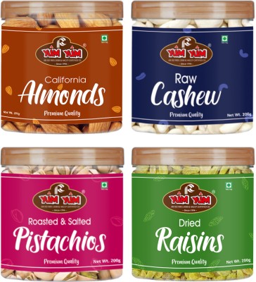 YUM YUM Dry Fruits Combo Pack (Almond,Cashew,Kishmish,Pista) 800g - Almonds, Cashews, Pistachios, Raisins(4 x 200 g)